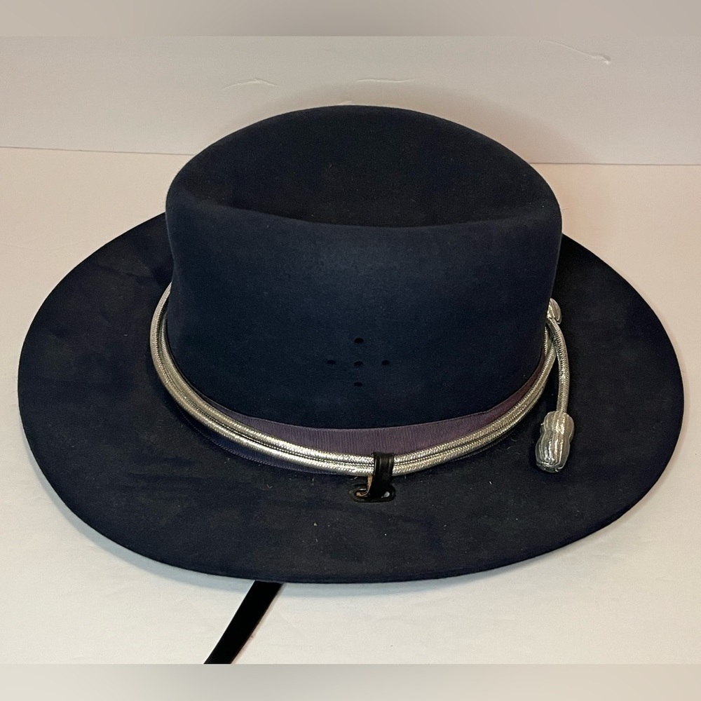 Stratton Campaign Style Felt Hat in Navy Silver Tassel Accent Size 7 - Picture 4 of 11